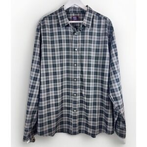 UNTUCKit 100% Cotton Men's Wrinkle Free Long Sleeve Plaid Shirt Blue 2XL